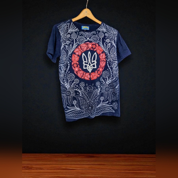 Ukrainian Trident L Navy Blue T-Shirt Made In Ukraine - Picture 1 of 5